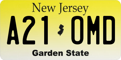 NJ license plate A21OMD