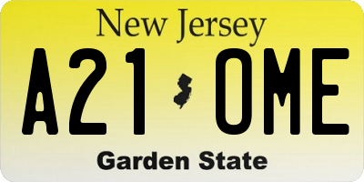 NJ license plate A21OME