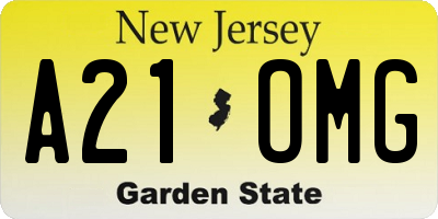 NJ license plate A21OMG