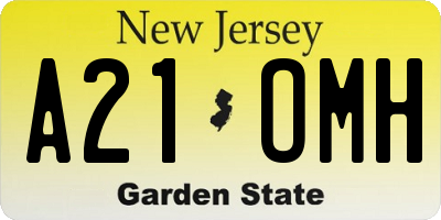NJ license plate A21OMH