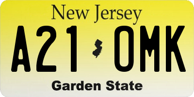 NJ license plate A21OMK