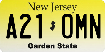 NJ license plate A21OMN
