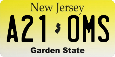 NJ license plate A21OMS