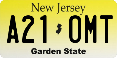 NJ license plate A21OMT