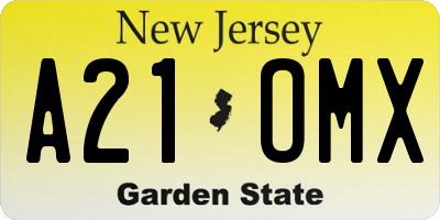 NJ license plate A21OMX