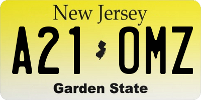 NJ license plate A21OMZ