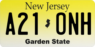 NJ license plate A21ONH