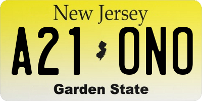 NJ license plate A21ONO