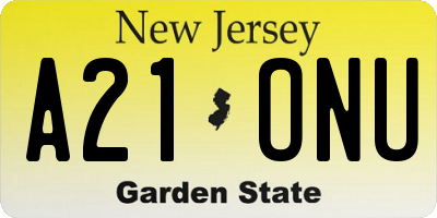 NJ license plate A21ONU