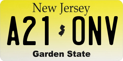 NJ license plate A21ONV