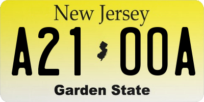 NJ license plate A21OOA