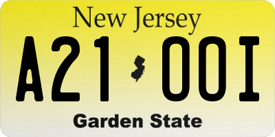 NJ license plate A21OOI