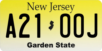 NJ license plate A21OOJ