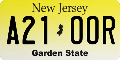 NJ license plate A21OOR