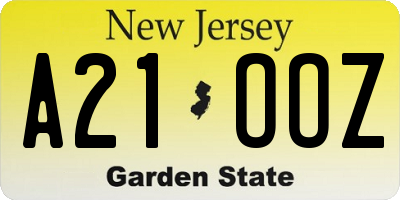 NJ license plate A21OOZ