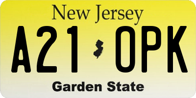 NJ license plate A21OPK