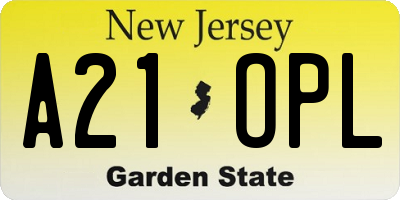 NJ license plate A21OPL