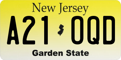 NJ license plate A21OQD