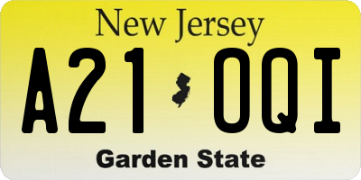NJ license plate A21OQI