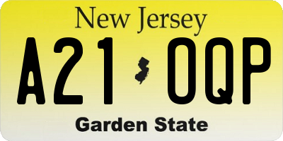 NJ license plate A21OQP