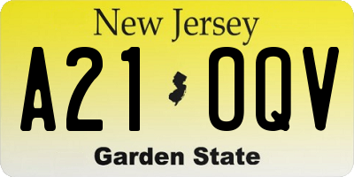 NJ license plate A21OQV