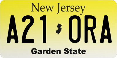 NJ license plate A21ORA