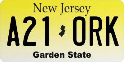 NJ license plate A21ORK
