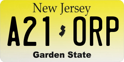 NJ license plate A21ORP