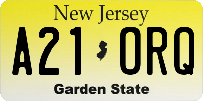 NJ license plate A21ORQ