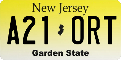NJ license plate A21ORT