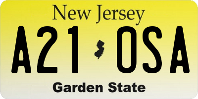 NJ license plate A21OSA