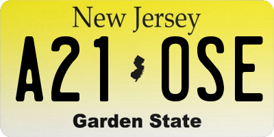 NJ license plate A21OSE