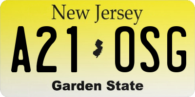 NJ license plate A21OSG