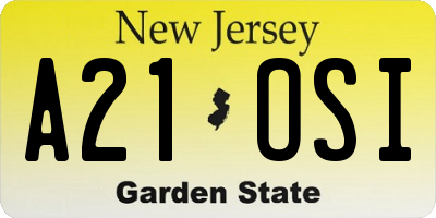 NJ license plate A21OSI