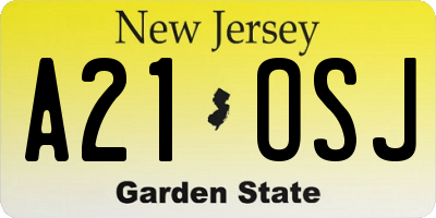 NJ license plate A21OSJ