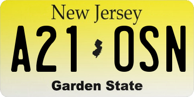 NJ license plate A21OSN