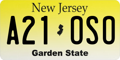 NJ license plate A21OSO