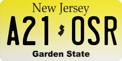 NJ license plate A21OSR