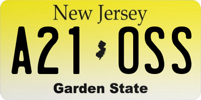 NJ license plate A21OSS