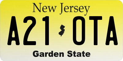 NJ license plate A21OTA