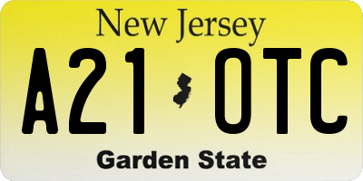 NJ license plate A21OTC