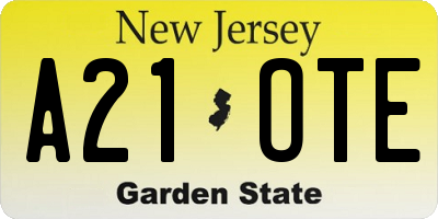 NJ license plate A21OTE