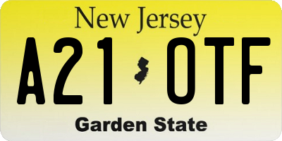 NJ license plate A21OTF