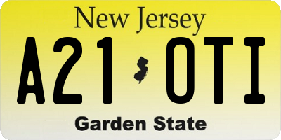 NJ license plate A21OTI