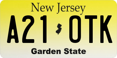 NJ license plate A21OTK