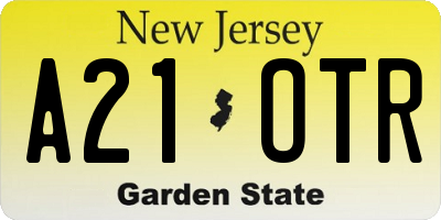 NJ license plate A21OTR