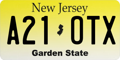 NJ license plate A21OTX