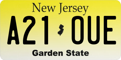 NJ license plate A21OUE