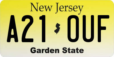 NJ license plate A21OUF
