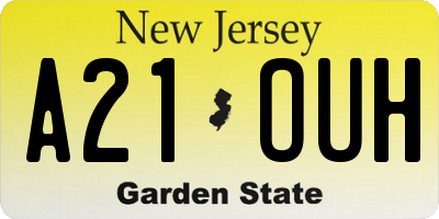 NJ license plate A21OUH